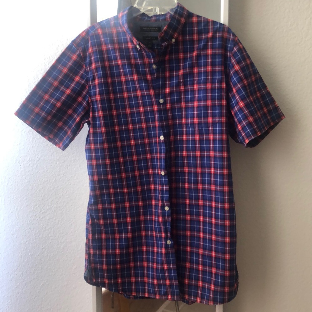 Banana Republic plaid shirt, L Tall, Short Sleeve.